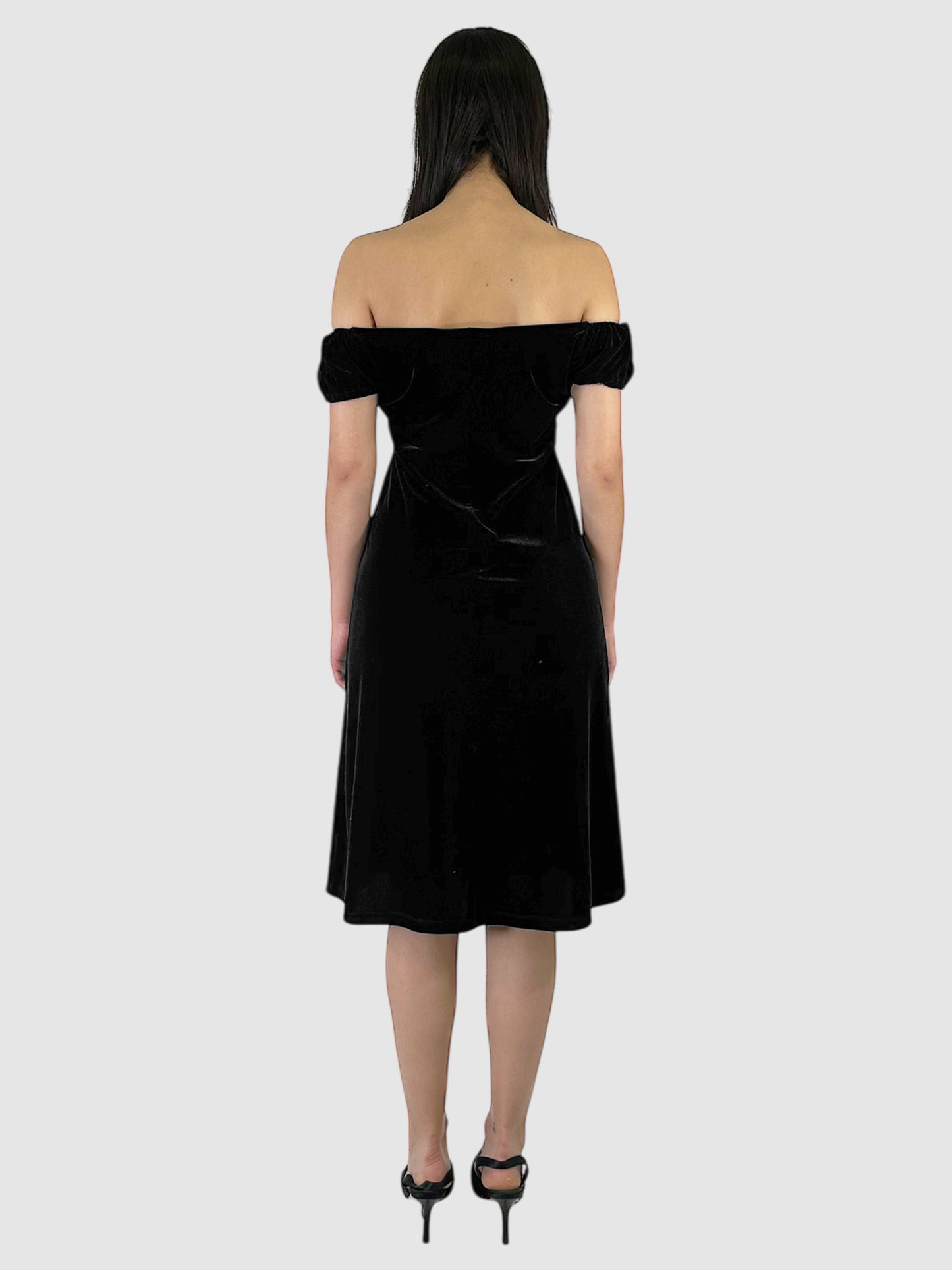 Bow Detail Velvet Midi Dress - Size L