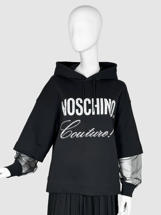 Moschino Crystal Logo Hoodie - Size 10