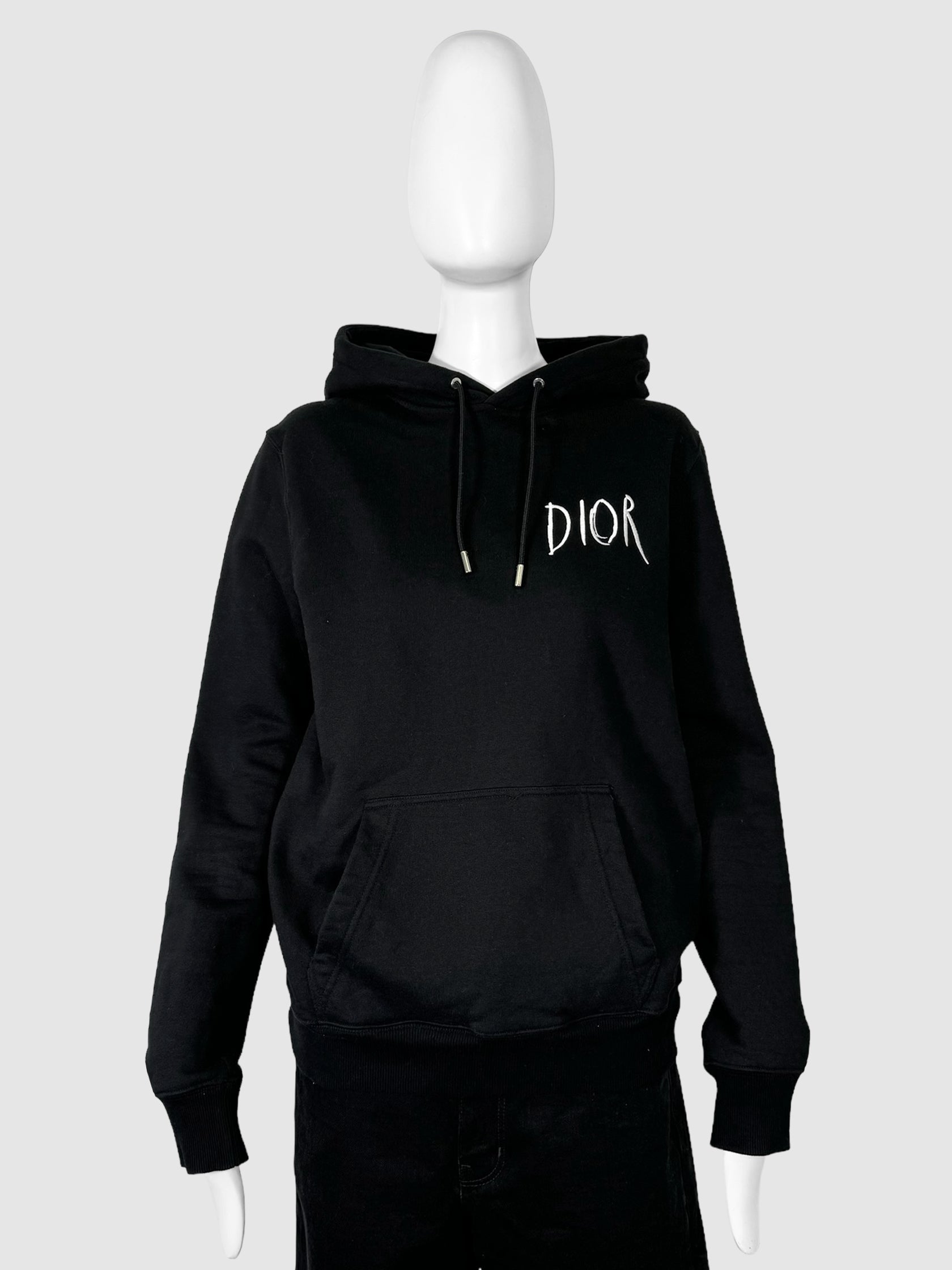  Christian Dior x Raymond Pettibon FW19 Black with White Embroidery Logo Hoodie Consignment Secondhand Designer Luxury Resale Toronto Trendy