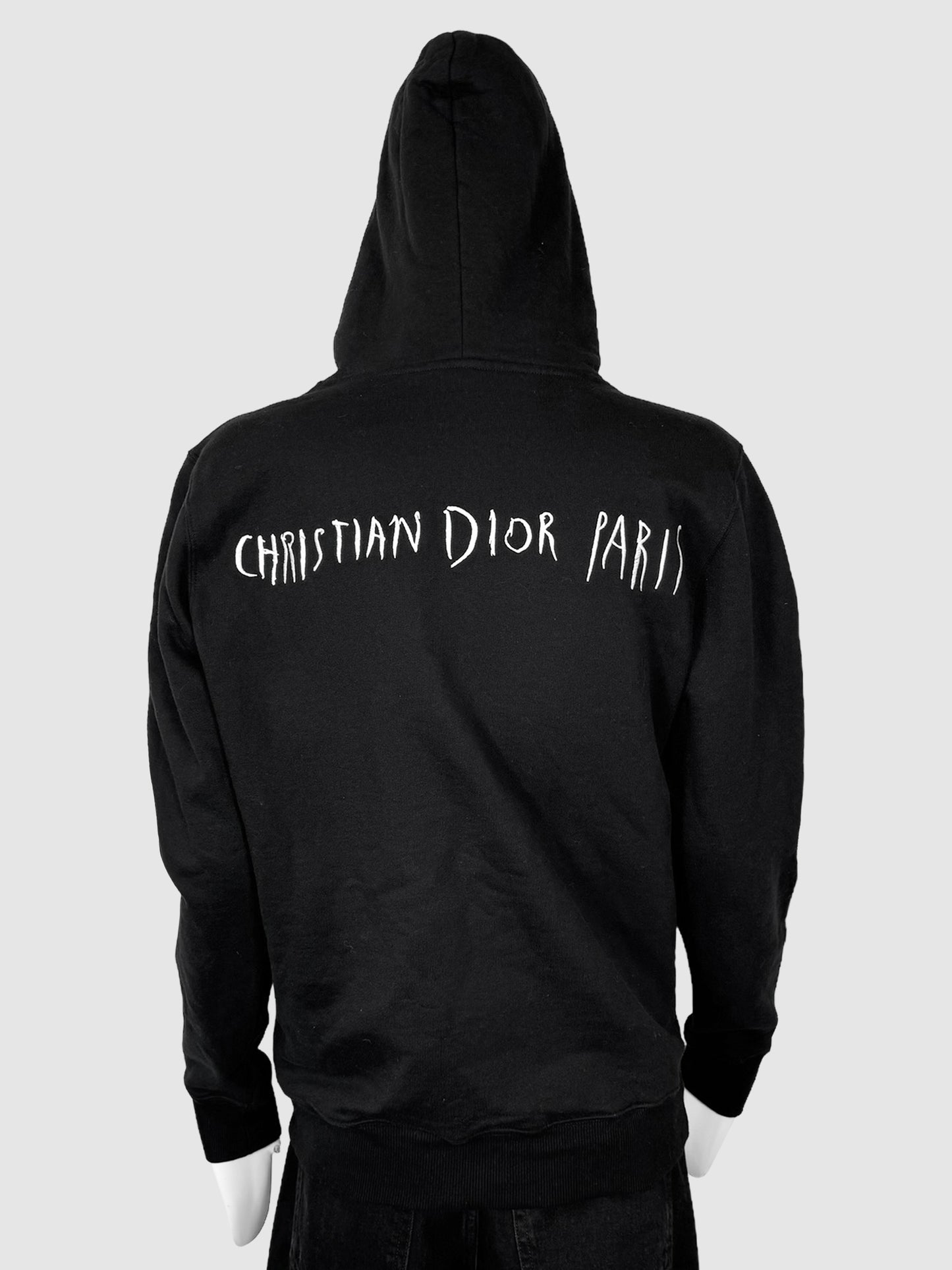  Christian Dior x Raymond Pettibon FW19 Black with White Embroidery Logo Hoodie Consignment Secondhand Designer Luxury Resale Toronto Trendy