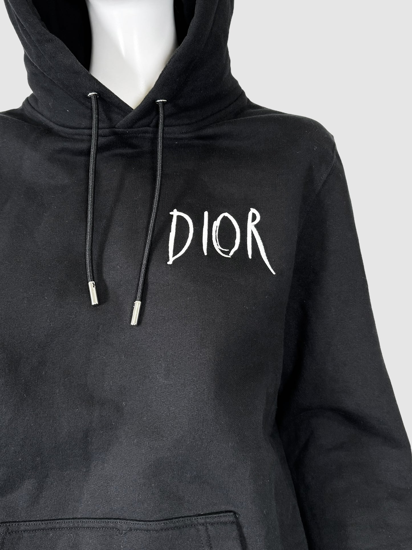  Christian Dior x Raymond Pettibon FW19 Black with White Embroidery Logo Hoodie Consignment Secondhand Designer Luxury Resale Toronto Trendy