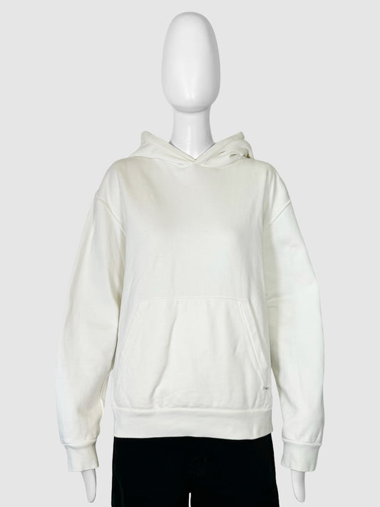 Louis Vuitton White Hoodie with Logo Patch on Back Size Medium Consignment Secondhand Designer Luxury Resale Toronto Trendy