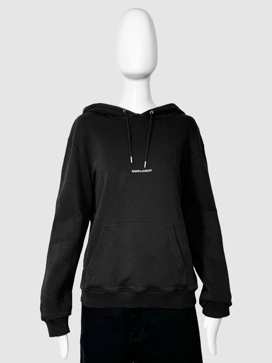 Saint Laurent Black Rive Gauche Logo Hoodie Size Medium Consignment Secondhand Designer Luxury Resale Toronto Trendy