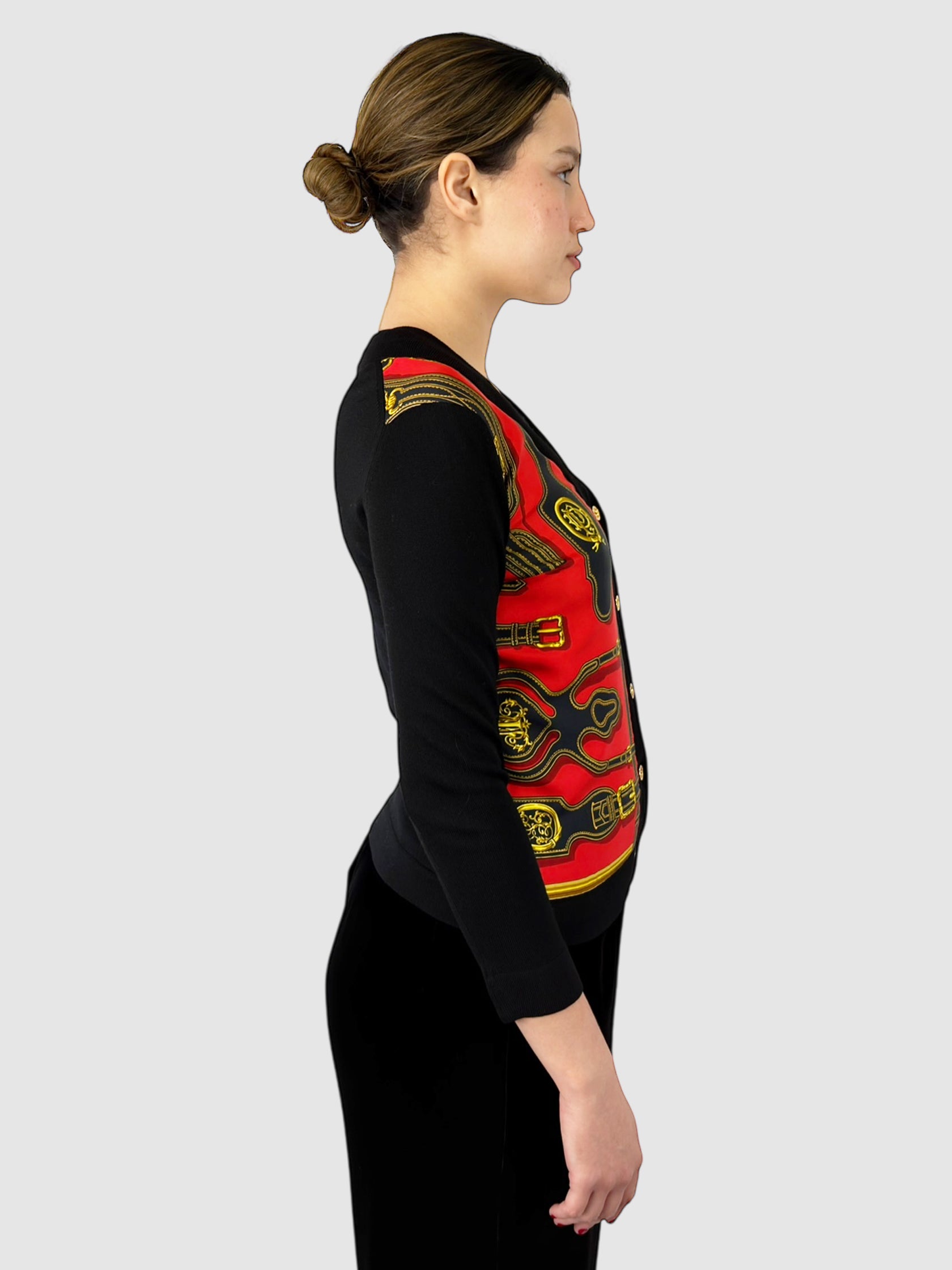 Belt Scarf Print Cardigan