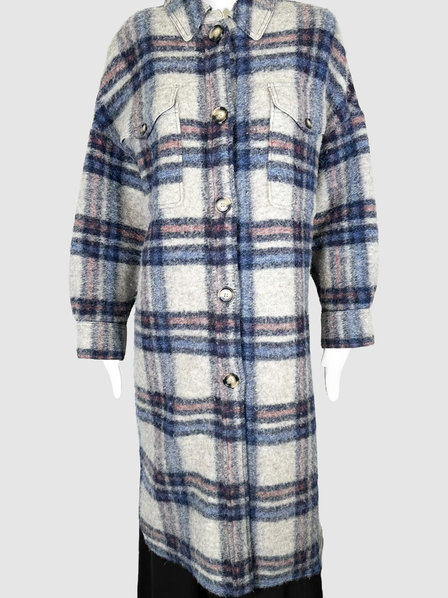 Oversized Plaid Wool Jacket - Size 0