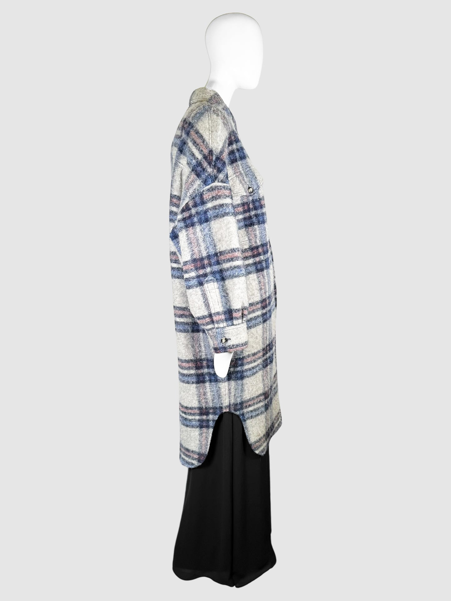 Oversized Plaid Wool Jacket - Size 0