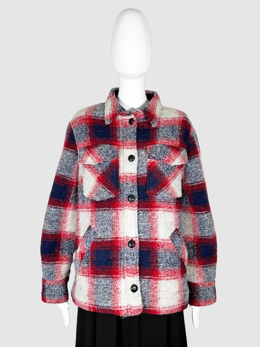 Gario Plaid Wool Coat - Size 38