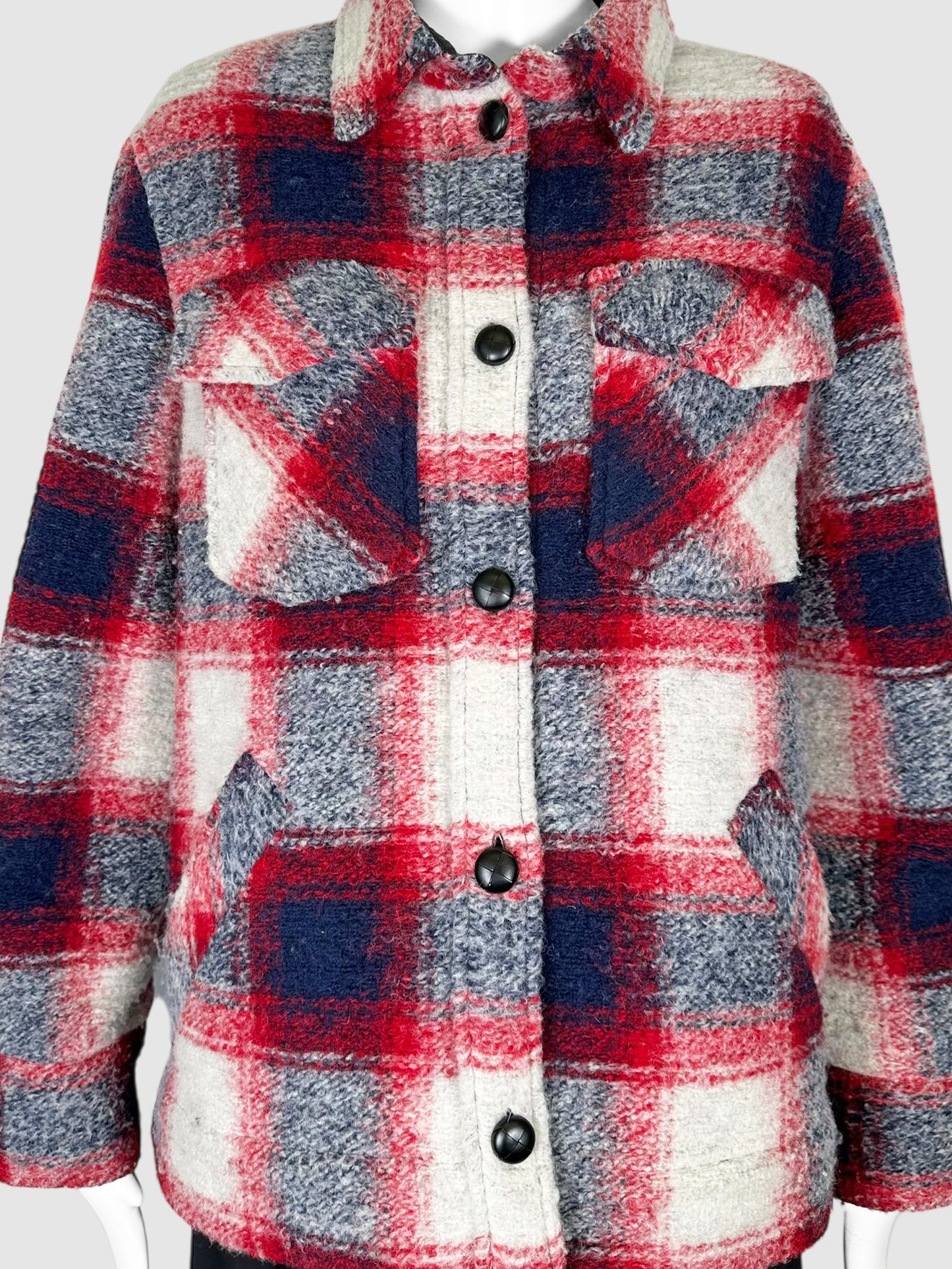 Gario Plaid Wool Coat - Size 38