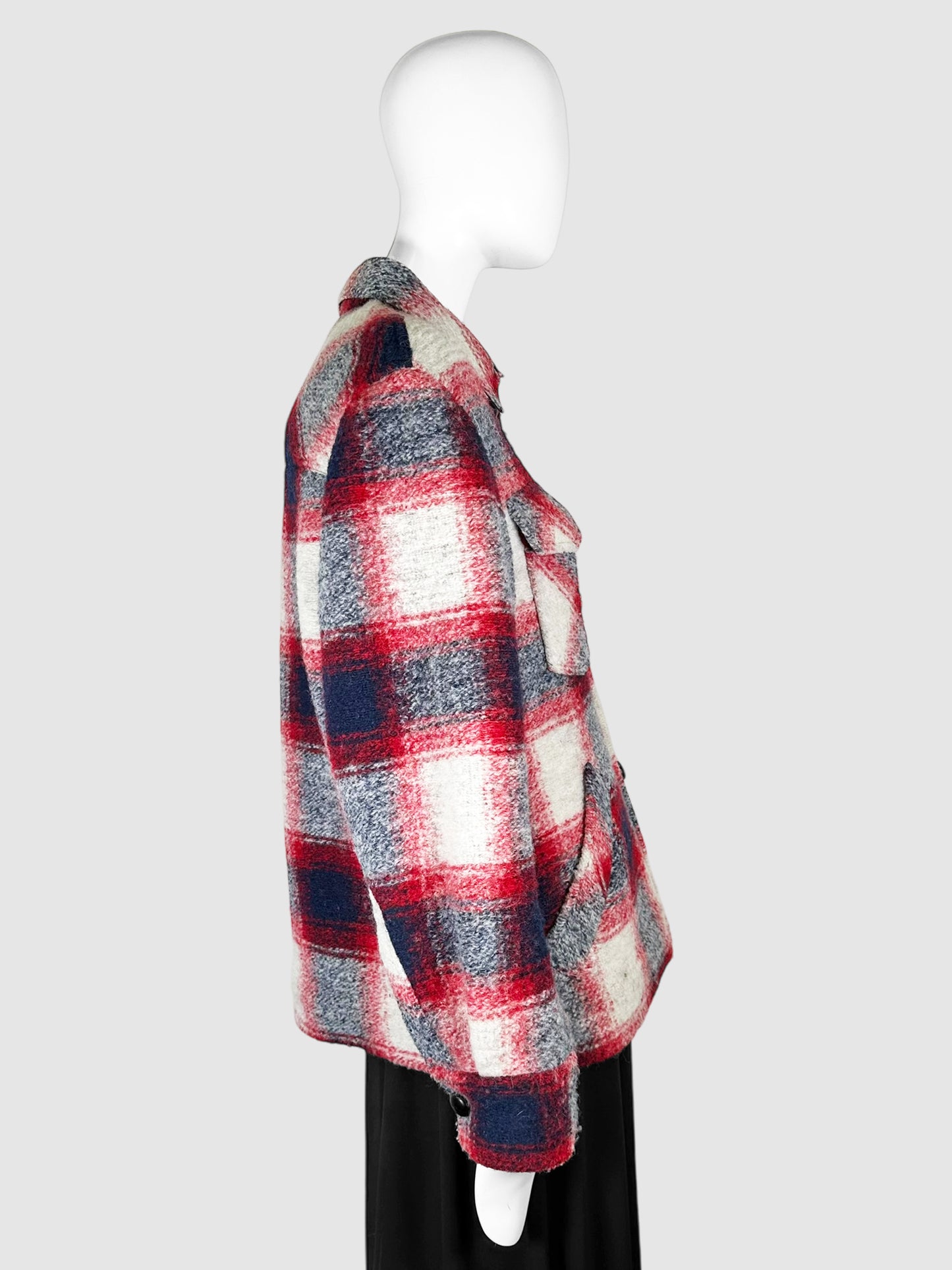 Gario Plaid Wool Coat - Size 38