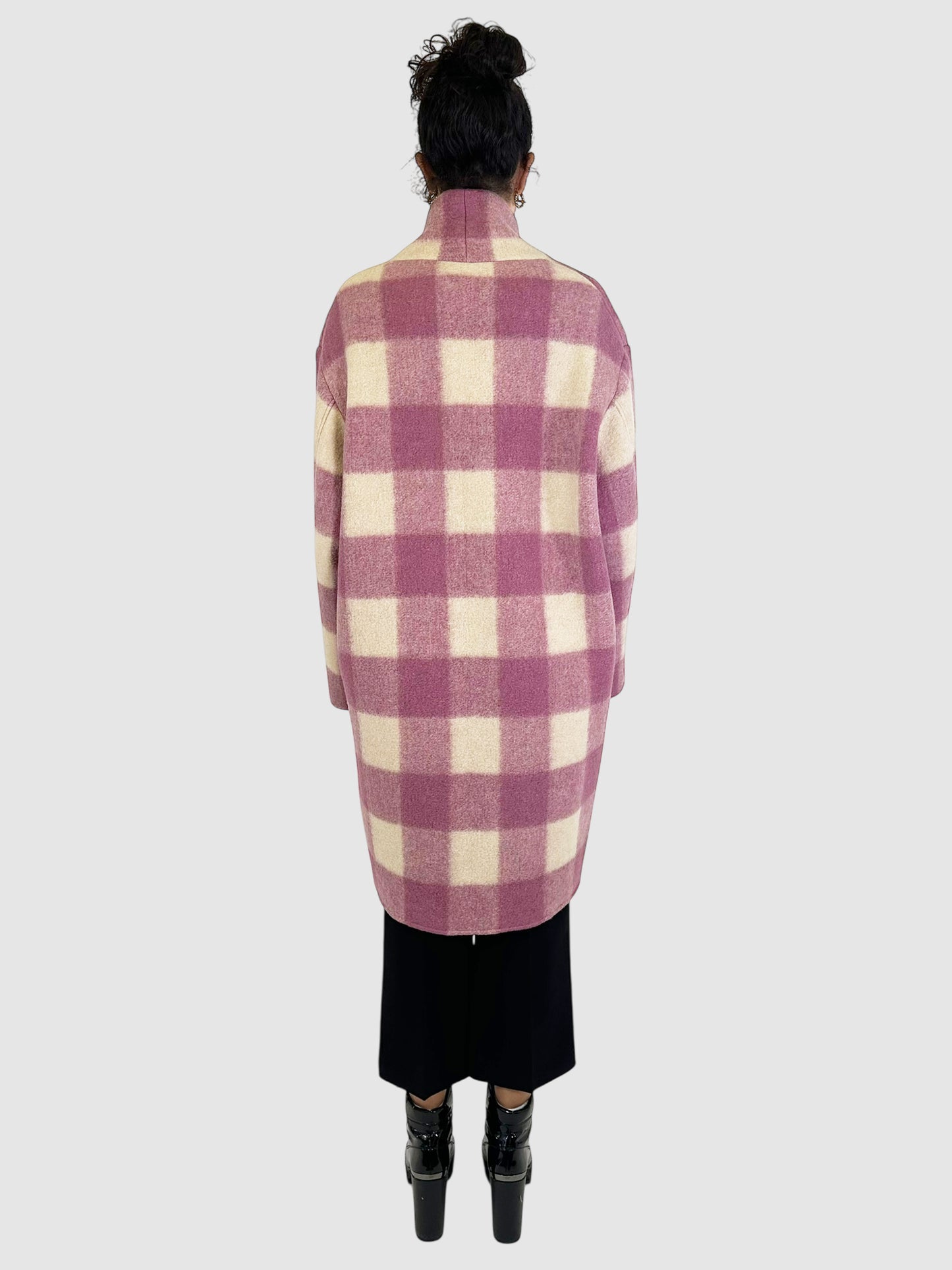 Gabriel Checkered Plaid Wool Coat - Size 44