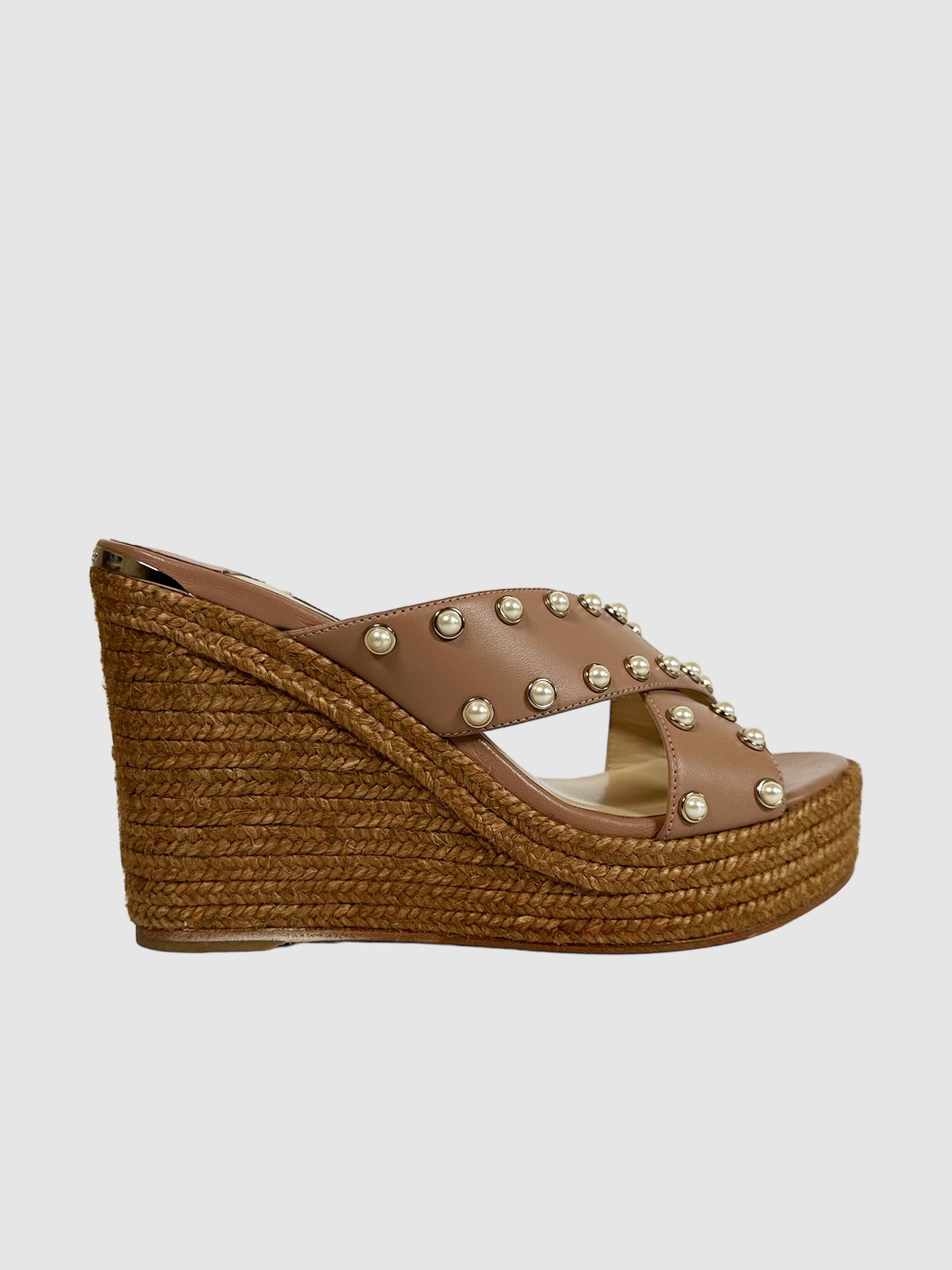 Pearl Studded Espadrille Wedges - Size 36.5
