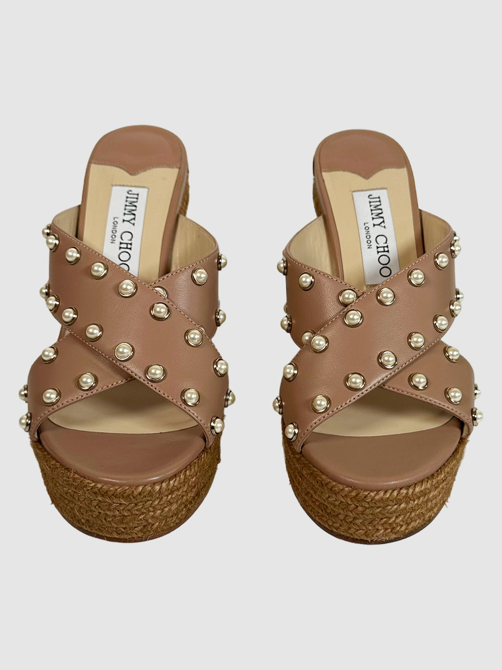 Pearl Studded Espadrille Wedges - Size 36.5