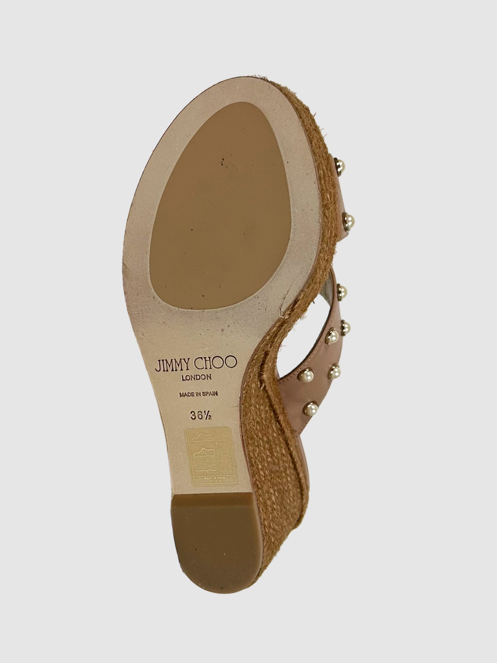 Pearl Studded Espadrille Wedges - Size 36.5