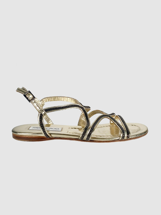 Jimmy Choo Gold Sandals - Size 37.5