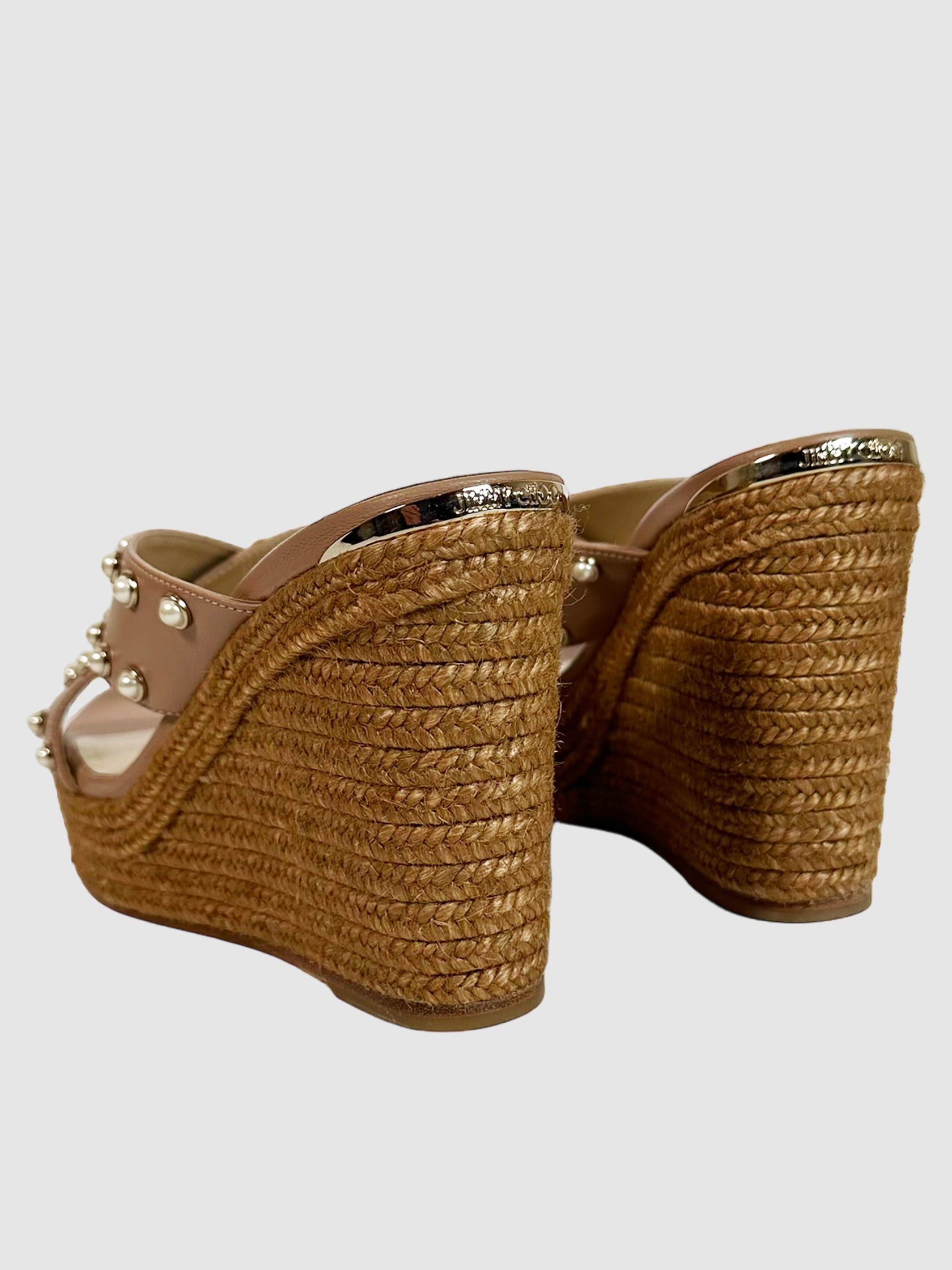 Pearl Studded Espadrille Wedges - Size 36.5