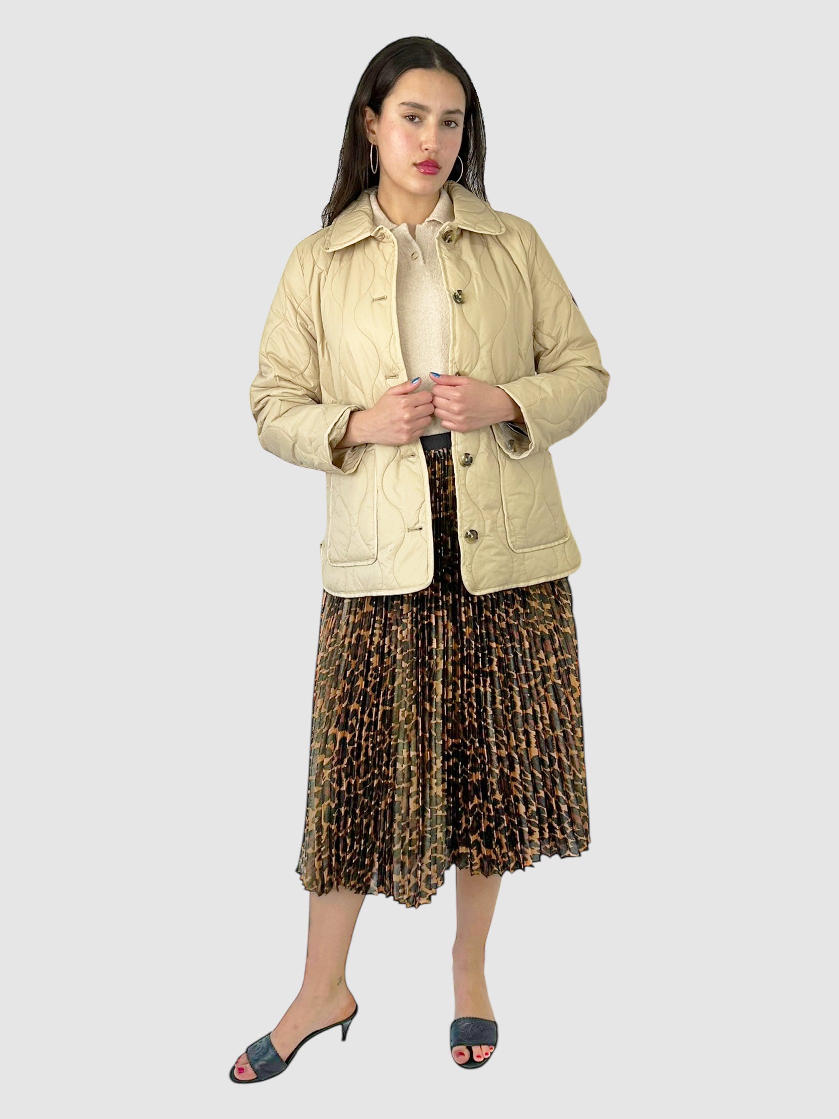 Pleated Leopard Print Midi Skirt - Size 4