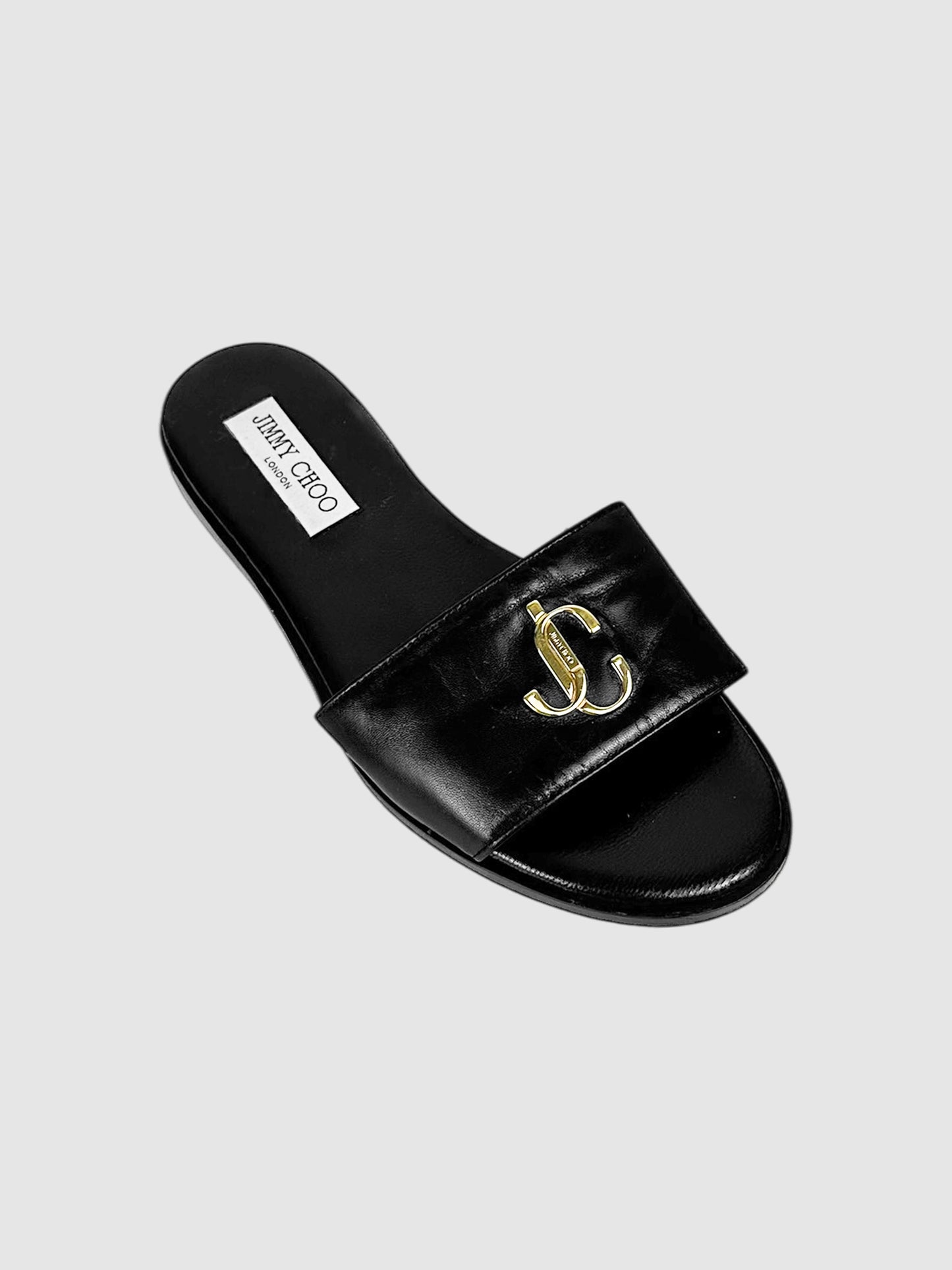 Leather Flat Slides - Size 37