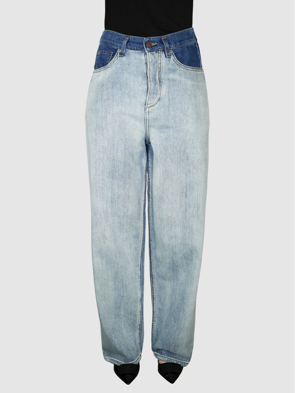 Two-Tone Denim Pants