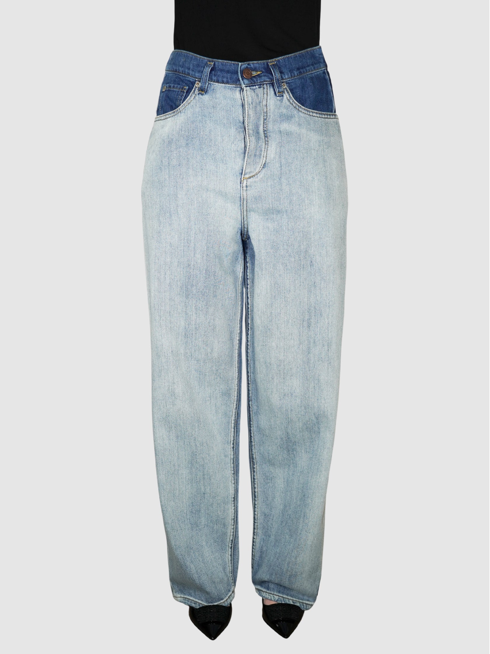 Two-Tone Denim Pants