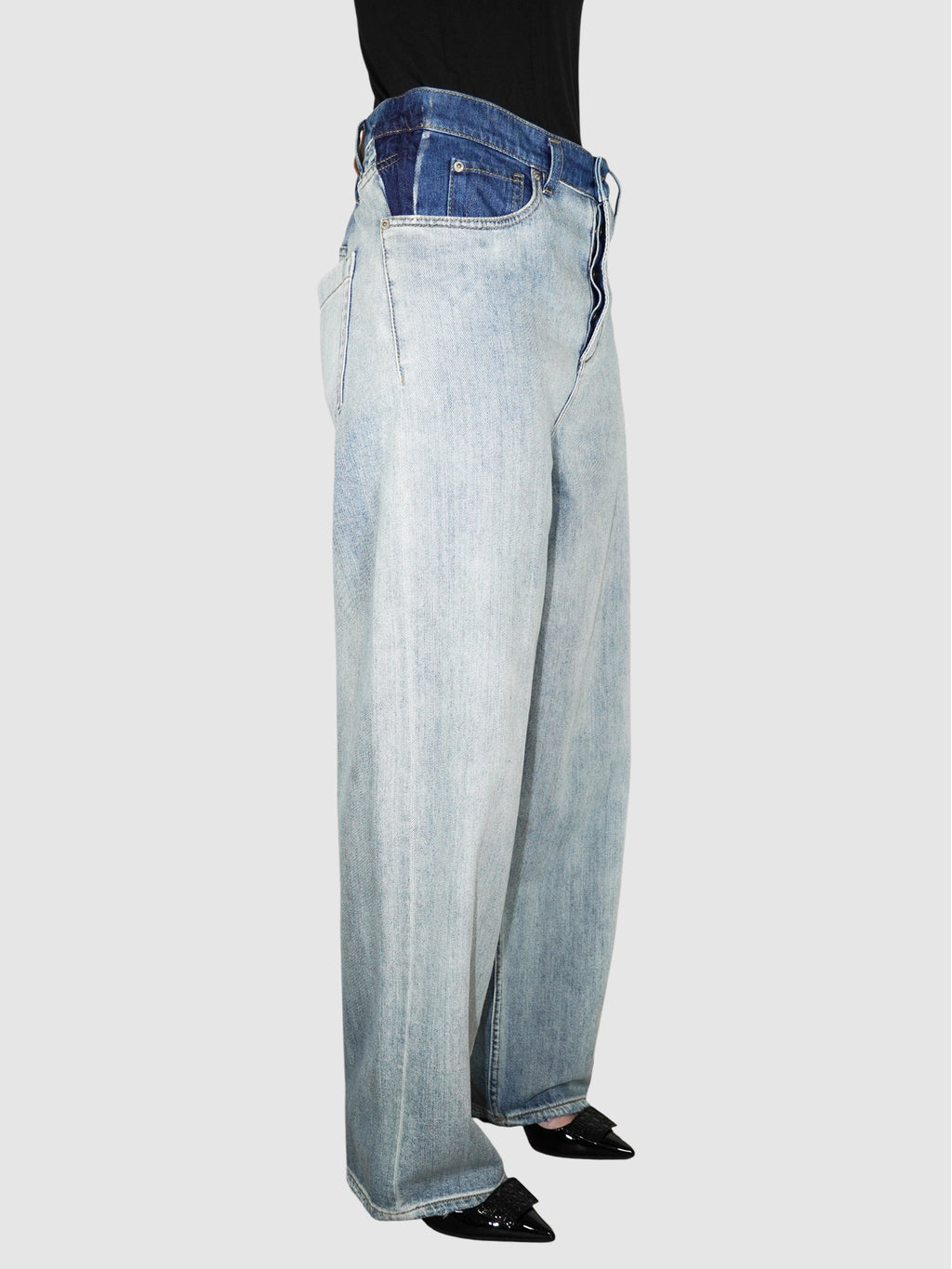 Two-Tone Denim Pants