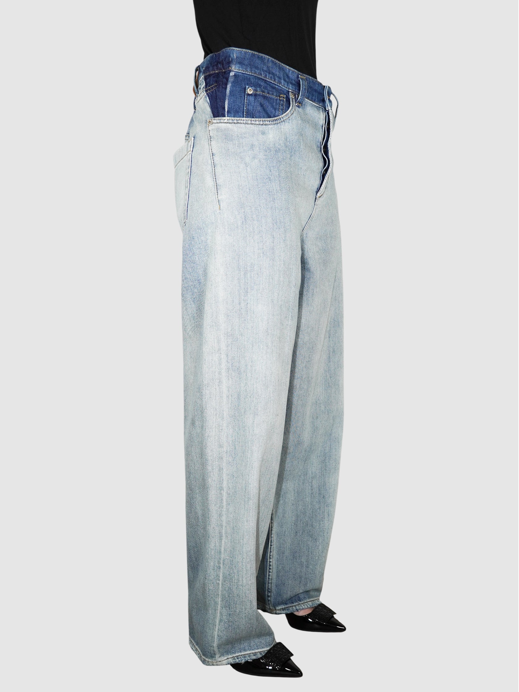 Two-Tone Denim Pants