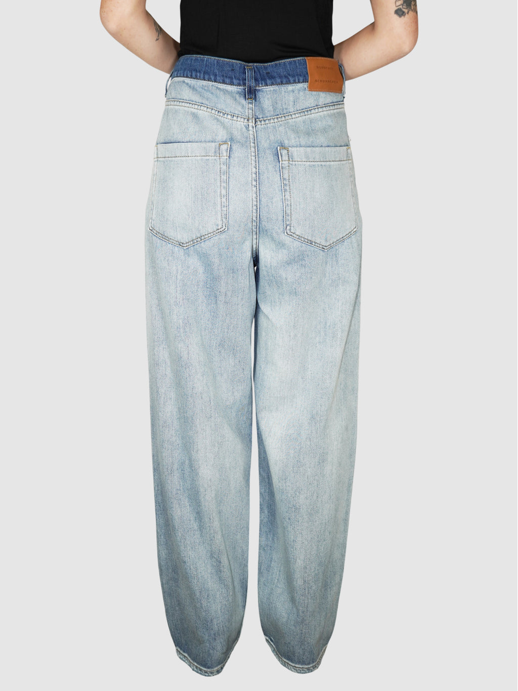 Two-Tone Denim Pants