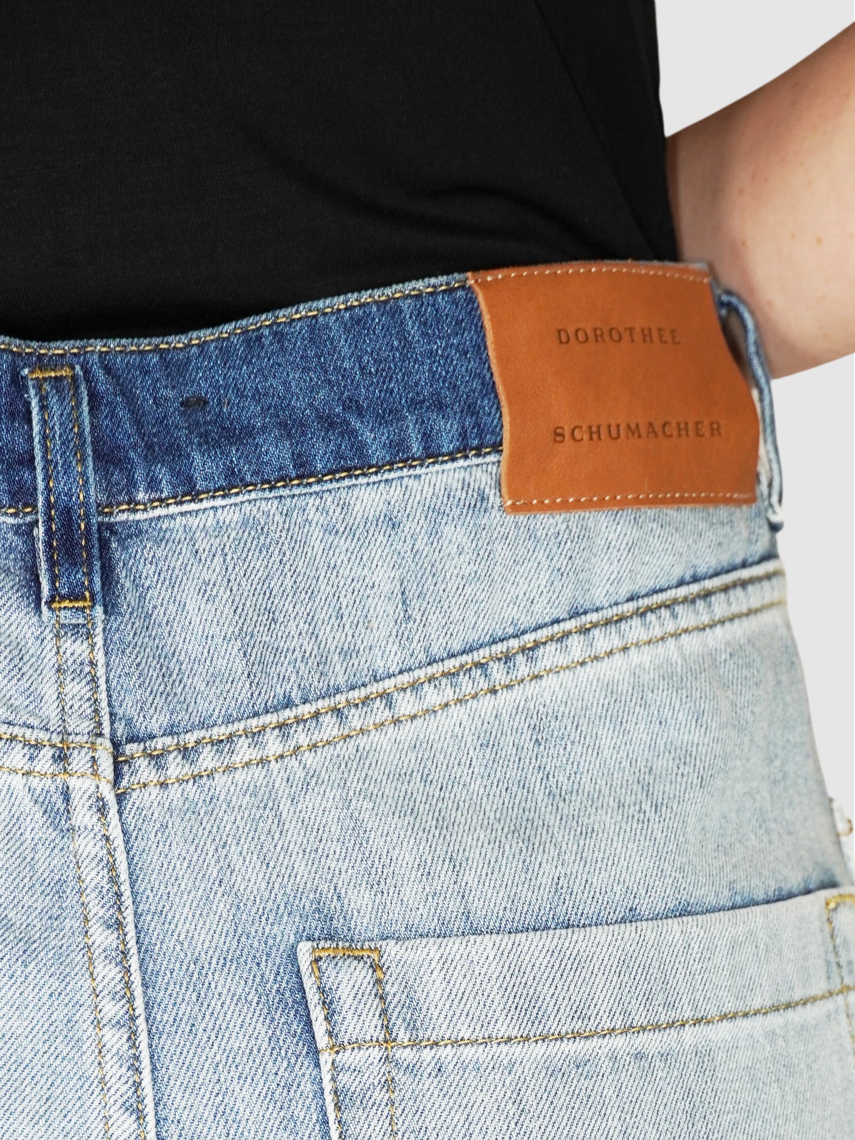Two-Tone Denim Pants