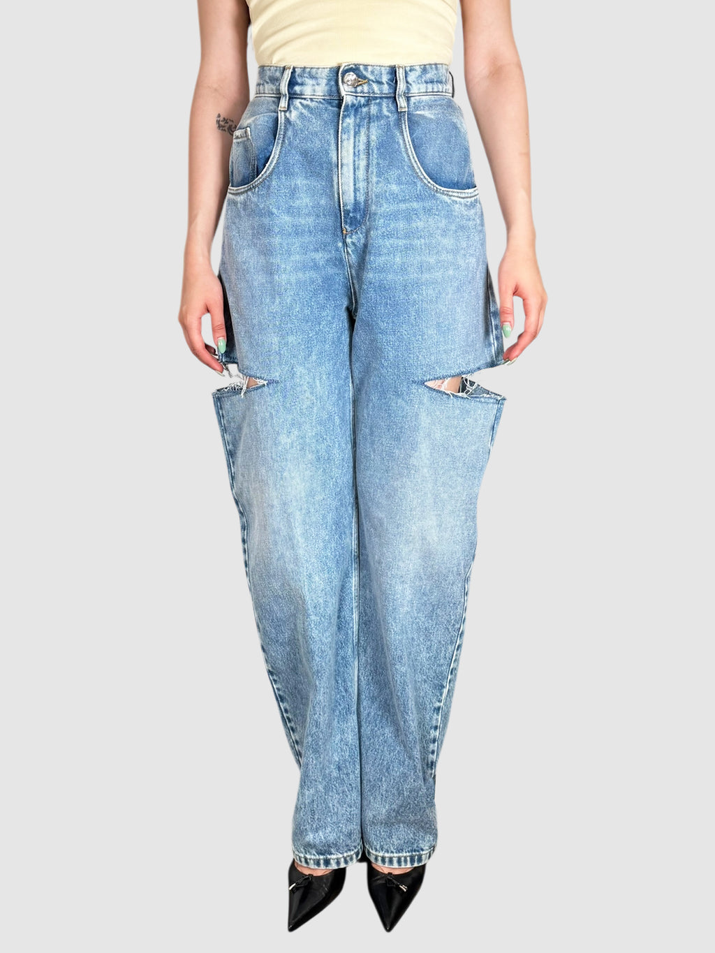Cutout Barrel Jeans