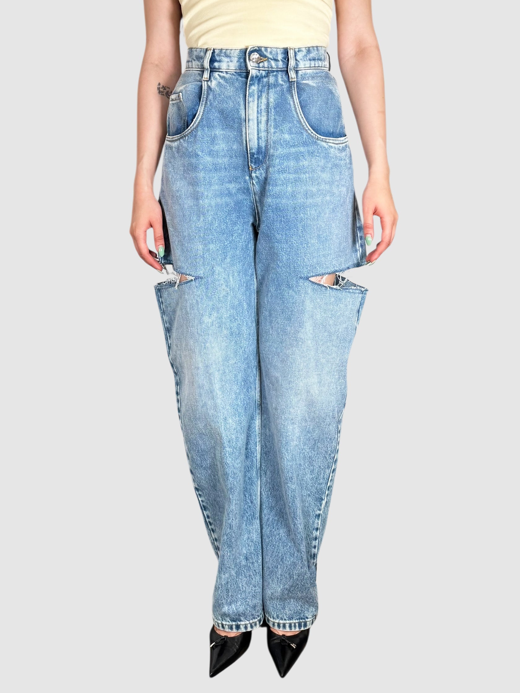 Cutout Barrel Jeans