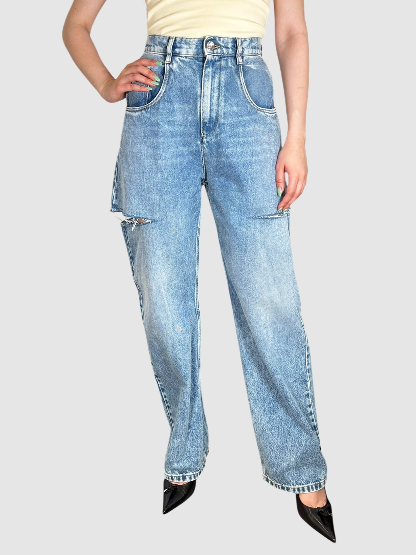 Cutout Barrel Jeans