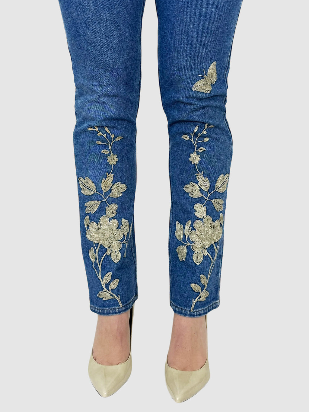 Embroidered Tapered Jeans