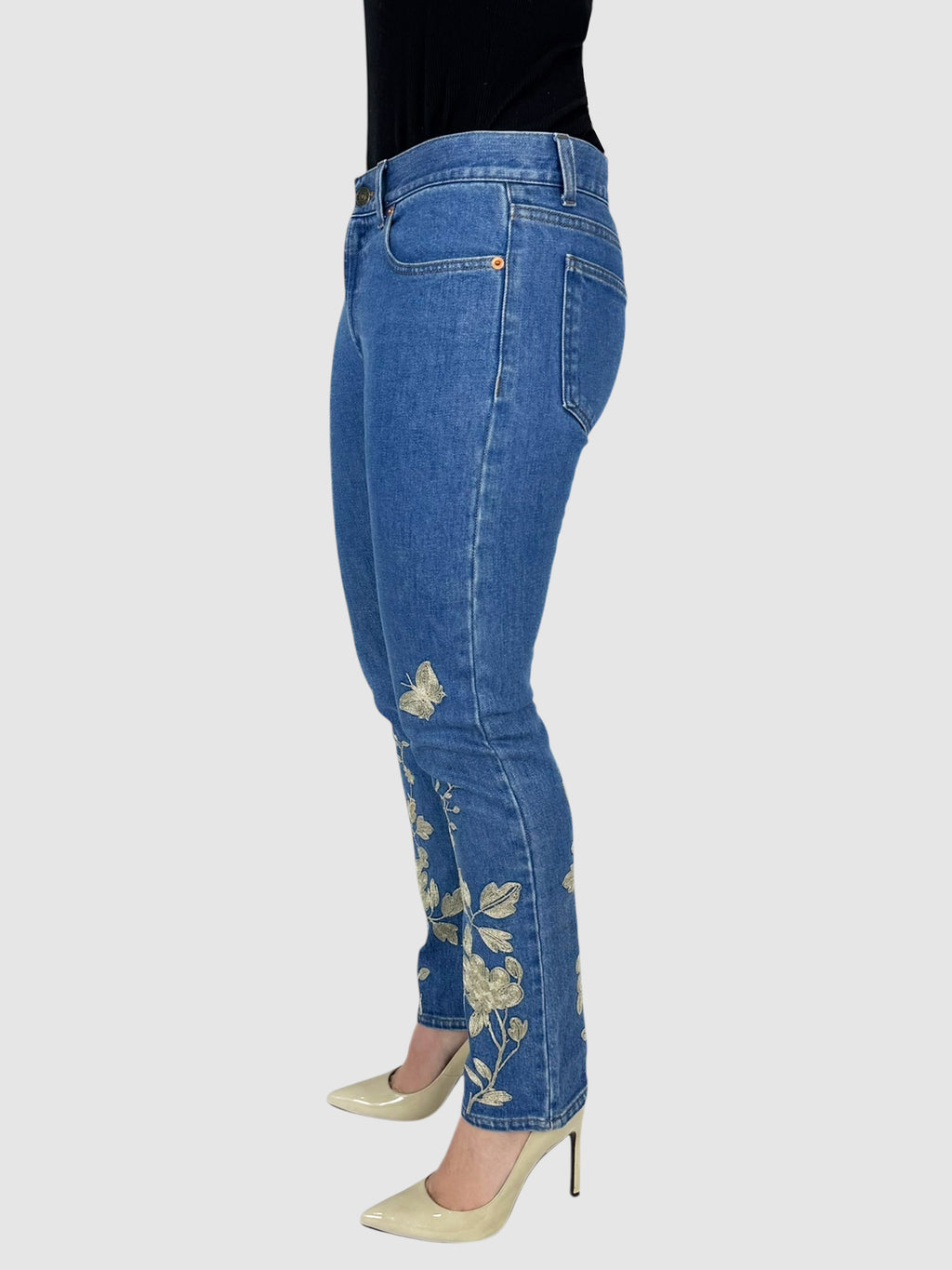 Embroidered Tapered Jeans