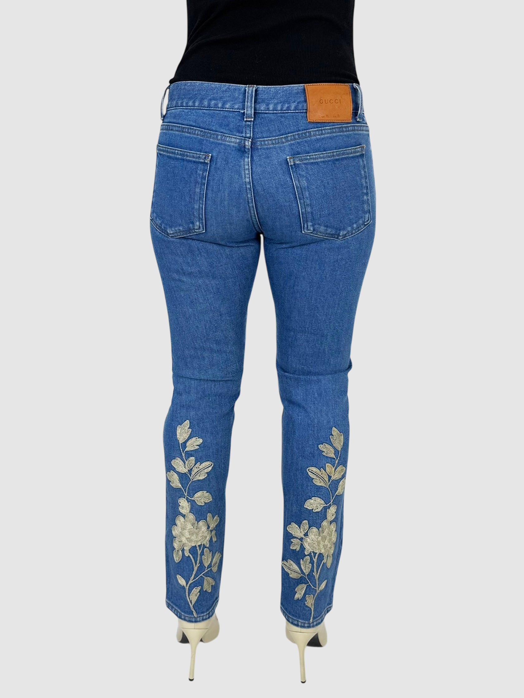 Embroidered Tapered Jeans