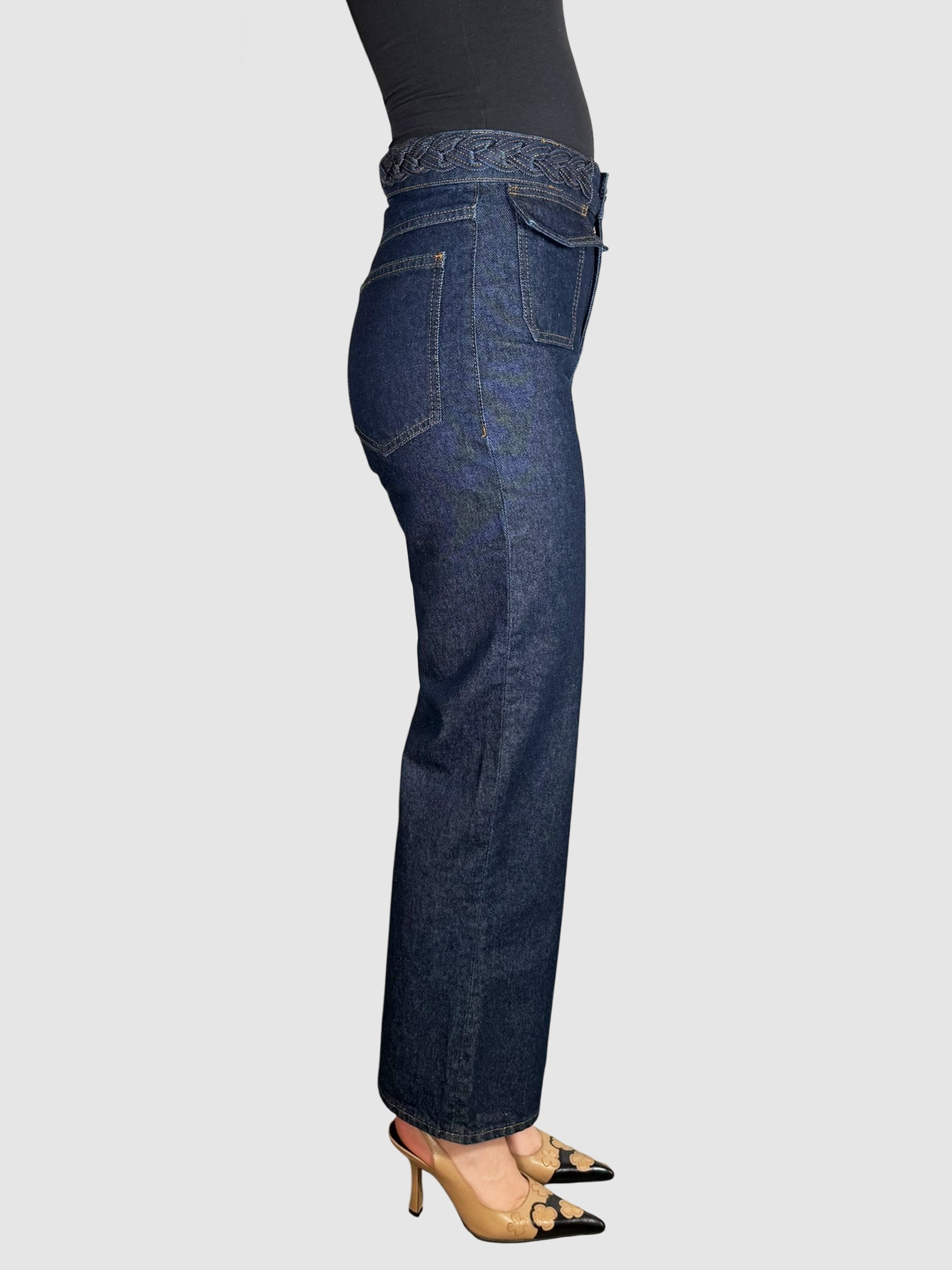 Braided Waist Wide Jeans