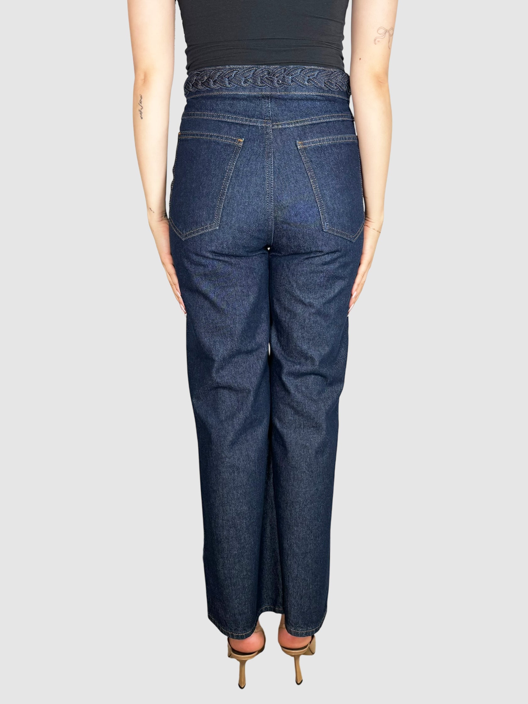 Braided Waist Wide Jeans