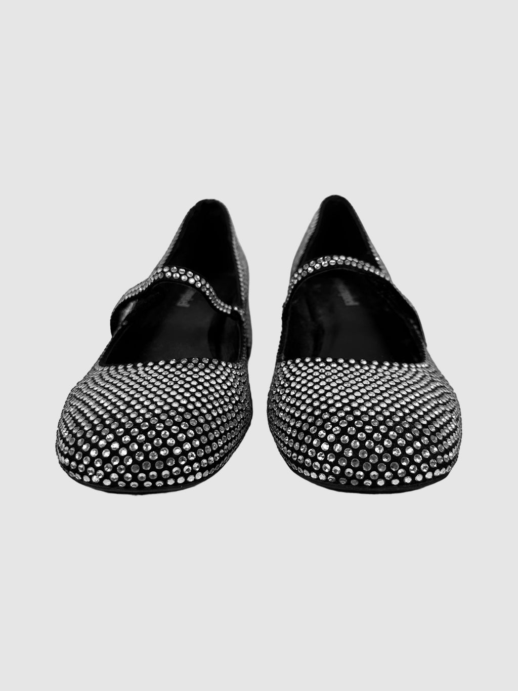 Jeffrey Campbell Black with Silver-Tone Rhinestone Embellished Mary Jane Block Heels Size 6 Consignment Secondhand Designer Luxury Resale Toronto Trendy