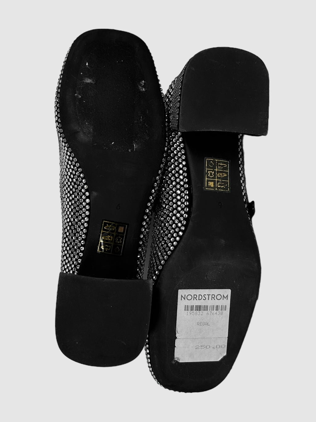 Rhinestone Embellished Block Heels - Size 6