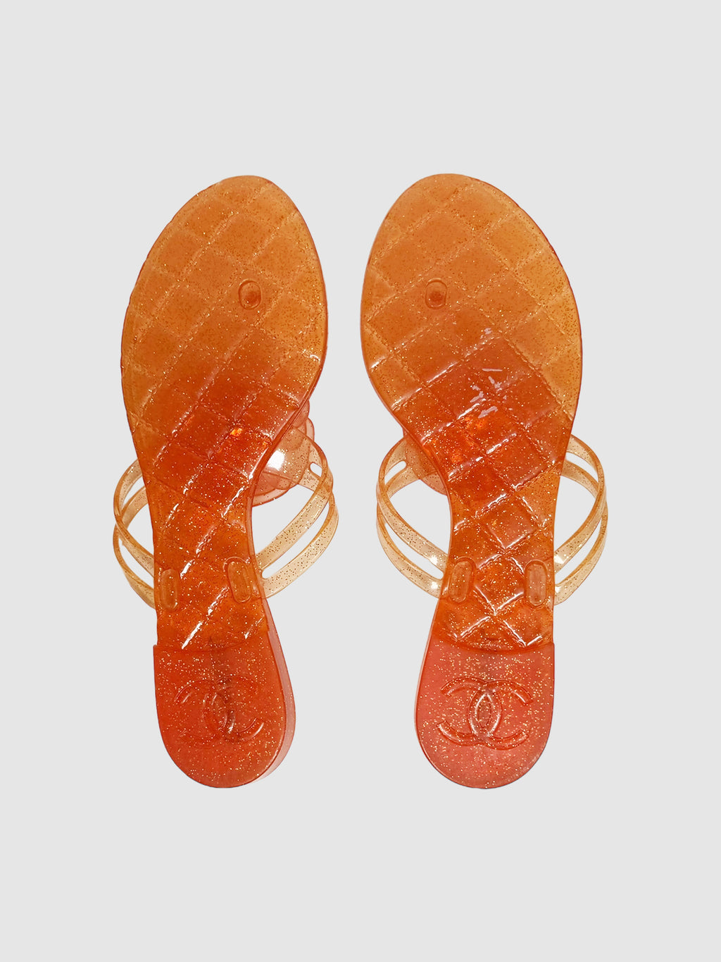 Jelly Camellia Glitter Thong Sandals - Size 41