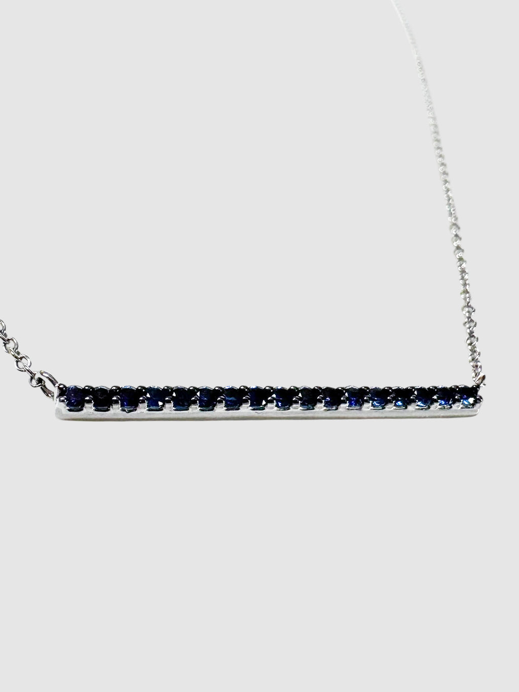 White Gold Sapphire Bar Necklace