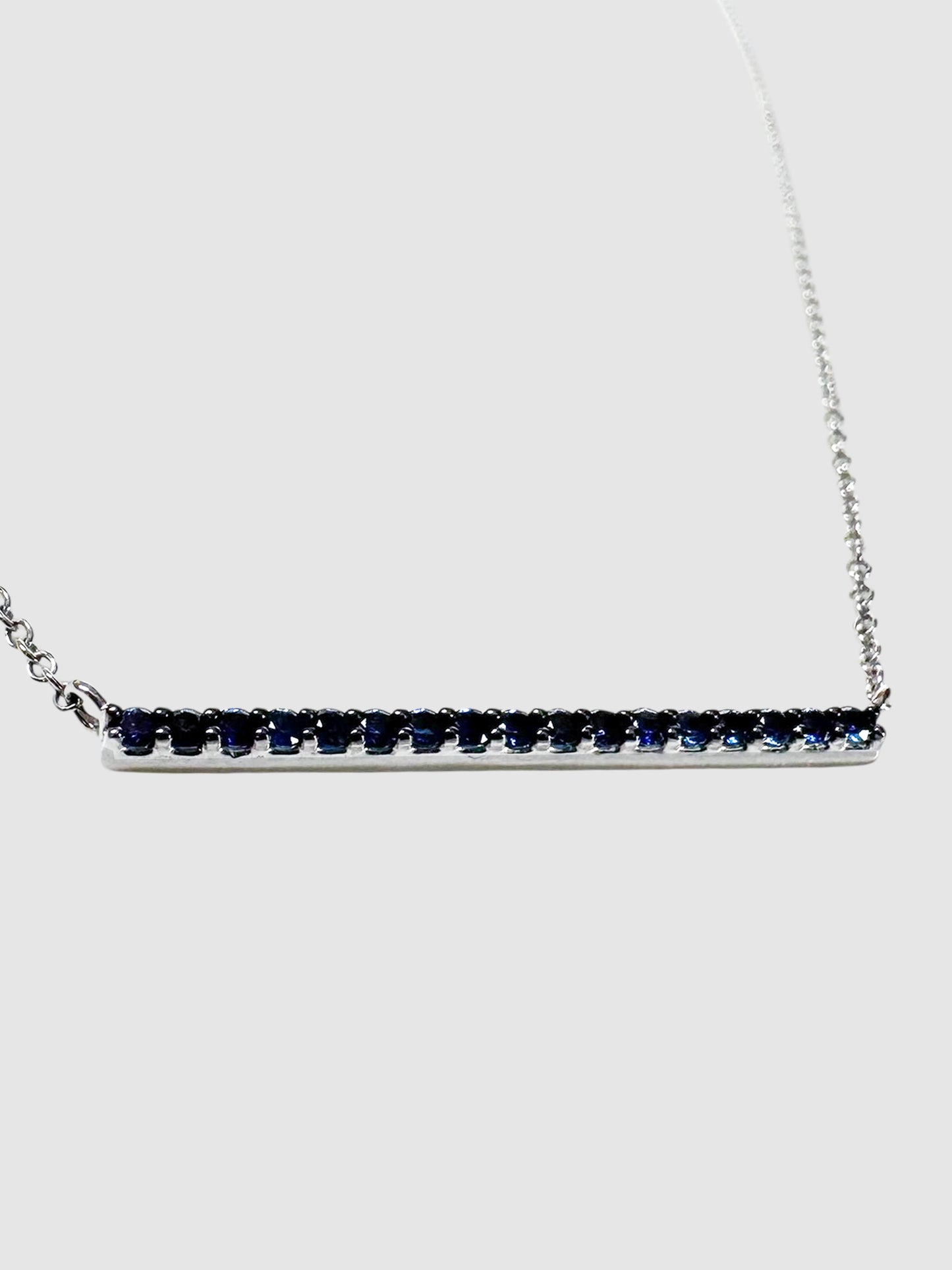 White Gold Sapphire Bar Necklace