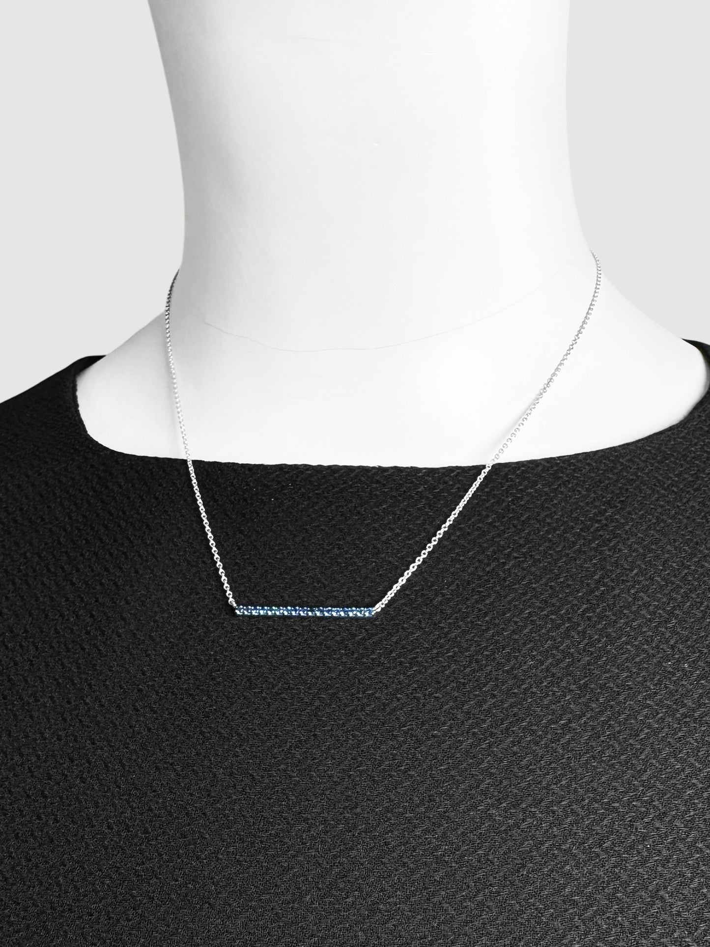 White Gold Sapphire Bar Necklace