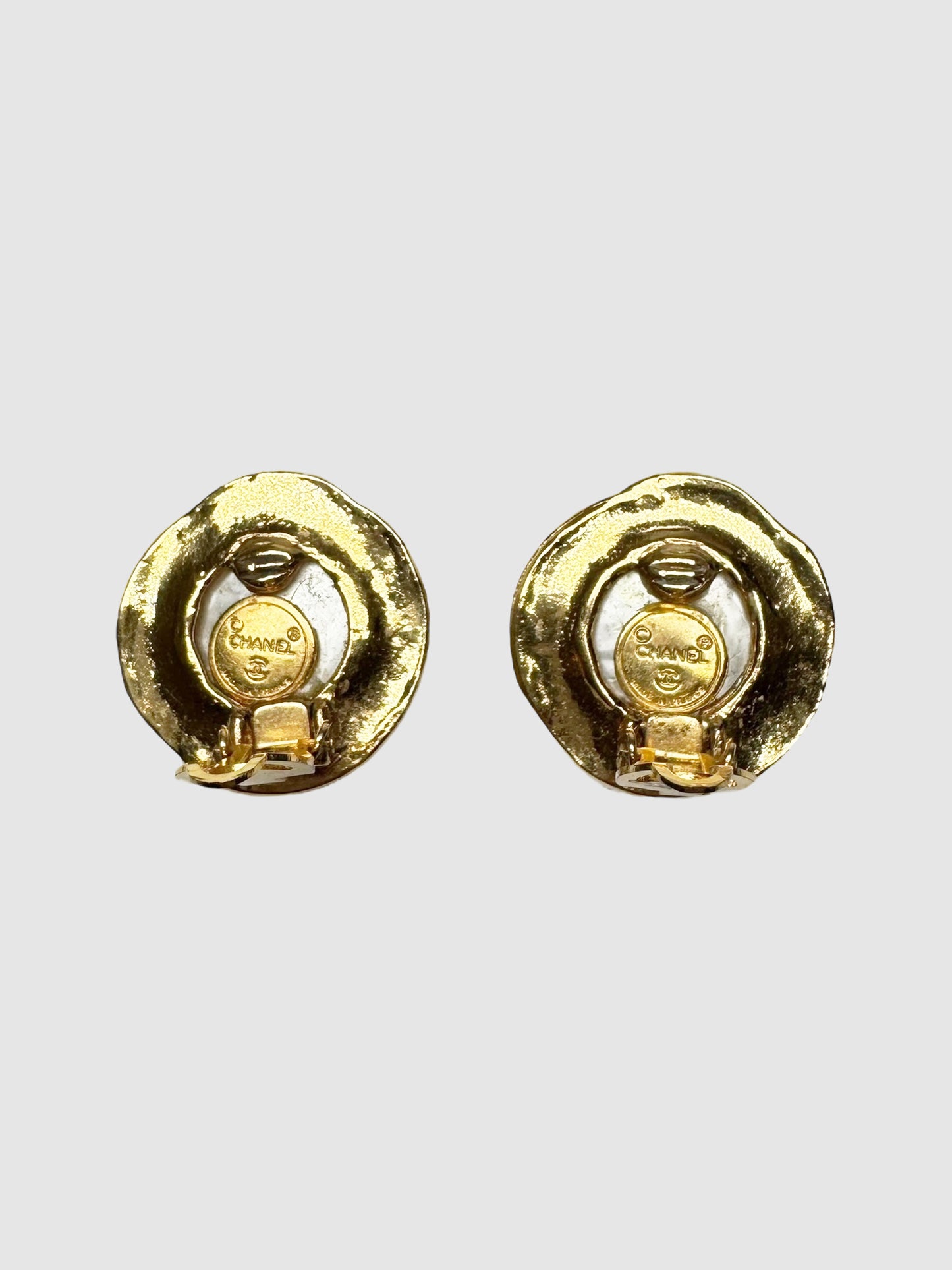 1980 Gold-Plated Faux Pearl Clip-On Earrings