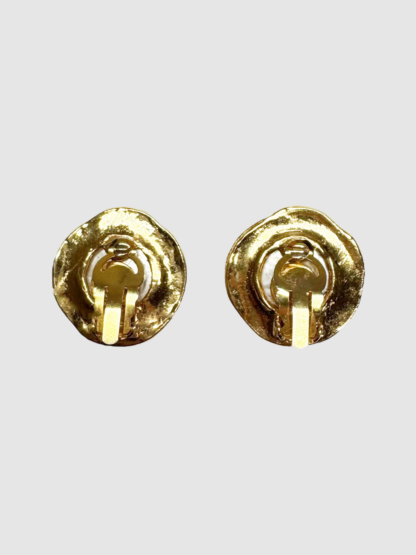 1980 Gold-Plated Faux Pearl Clip-On Earrings