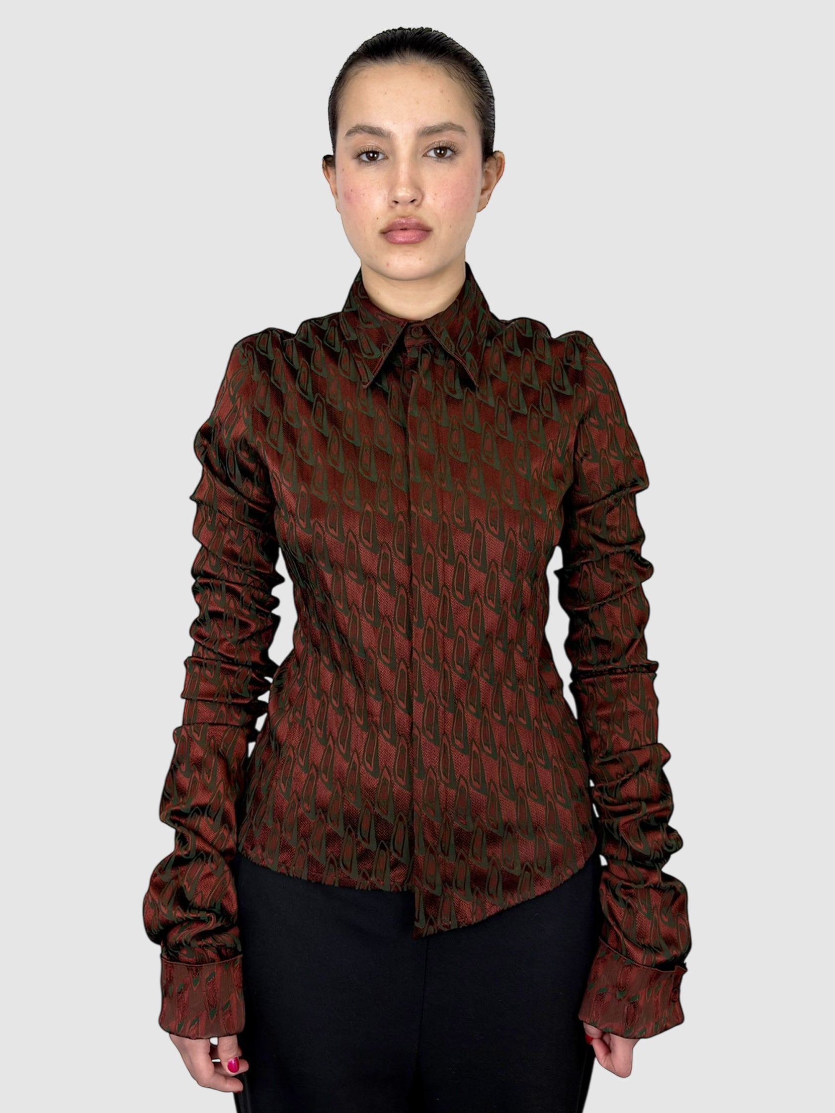 Patterned Zip-Up Top