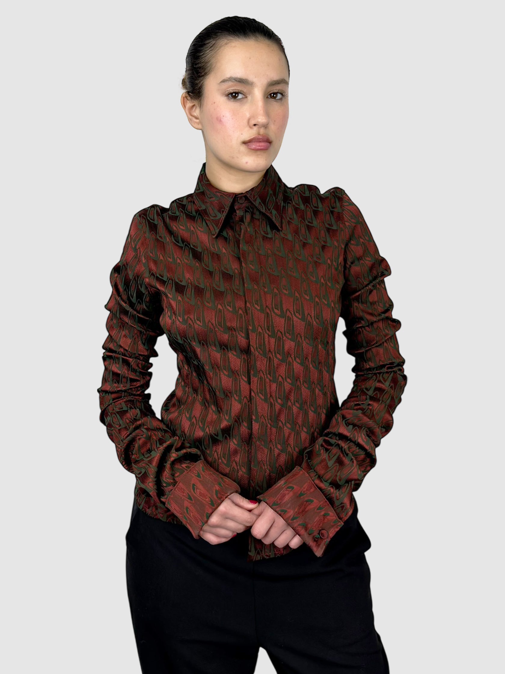 Patterned Zip-Up Top