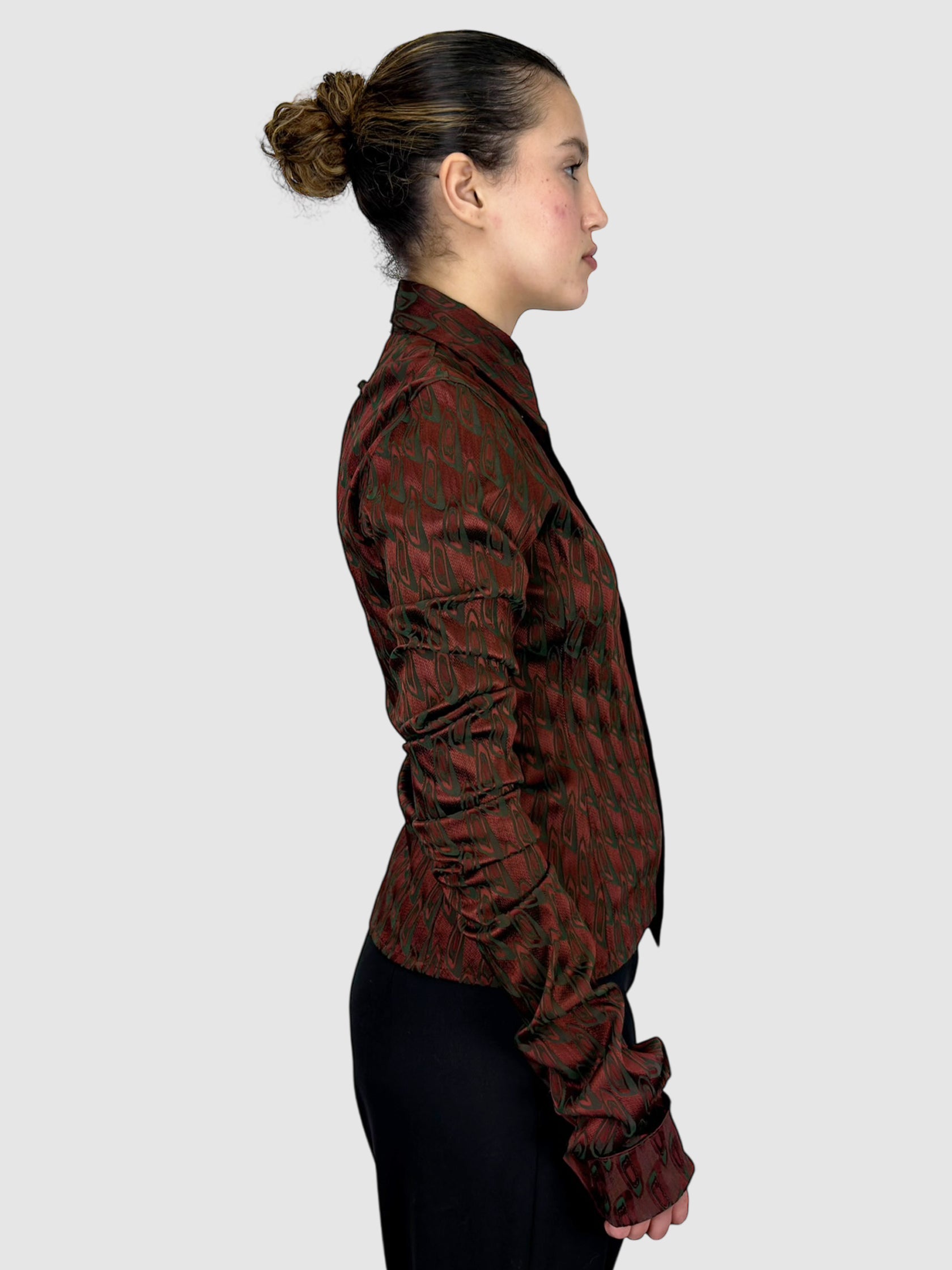 Patterned Zip-Up Top