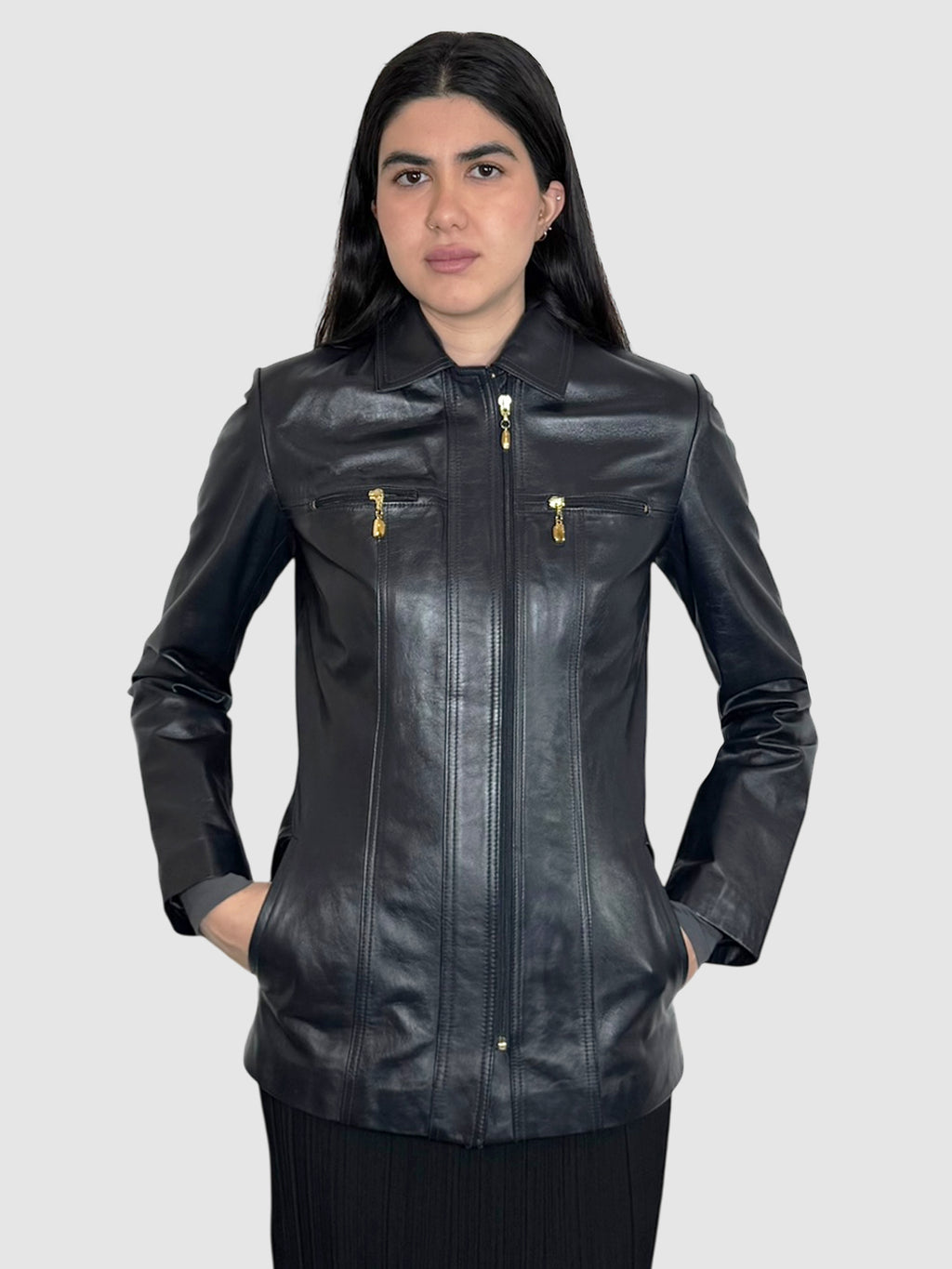 Leather Zip-Up Jacket