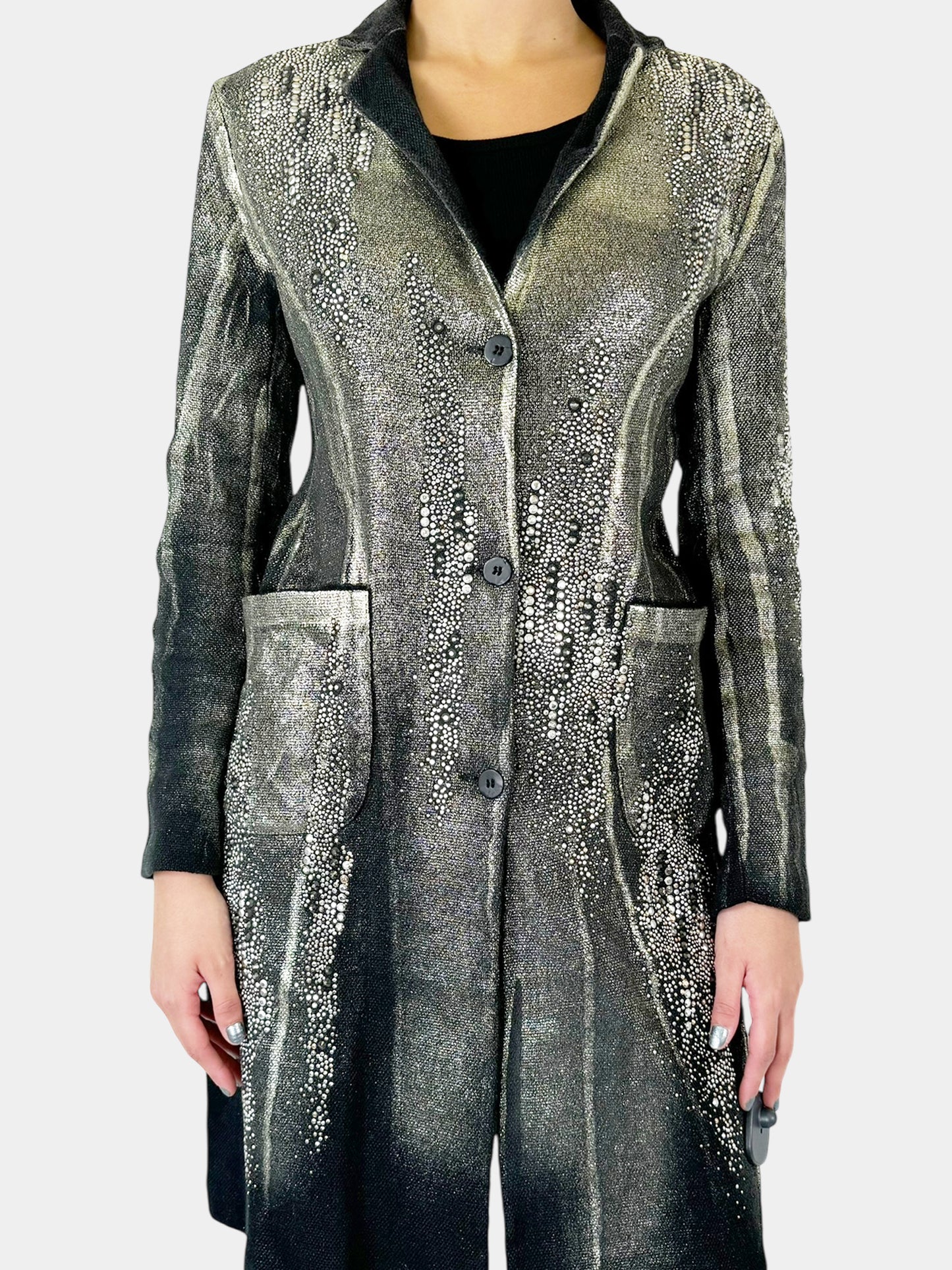 Abstract Print Sequin Embellished Jacket - Size XS