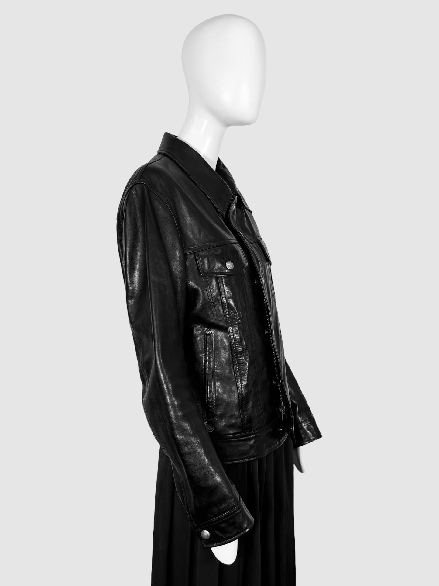 Leather Trucker Jacket - Size 50