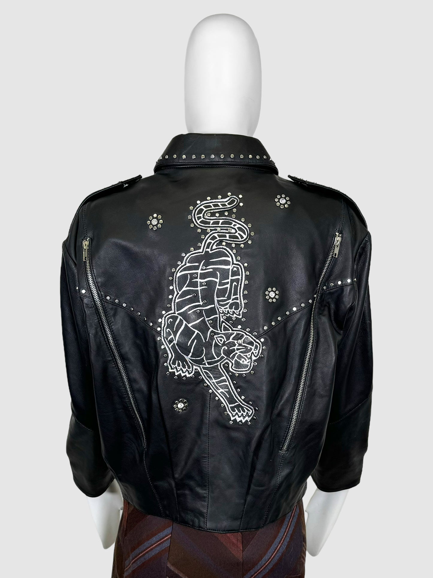 Belvisa Studded Leather Jacket - Size 36